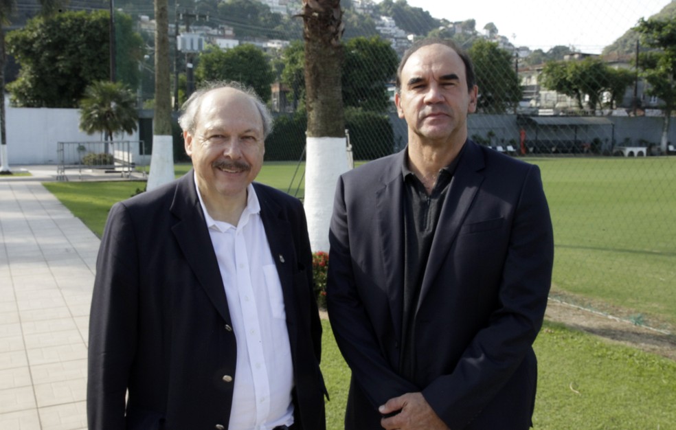 JosÃ© Carlos Peres, presidente do Santos, e Ricardo Gomes, executivo de futebol (Foto: DivulgaÃ§Ã£o/Santos FC)