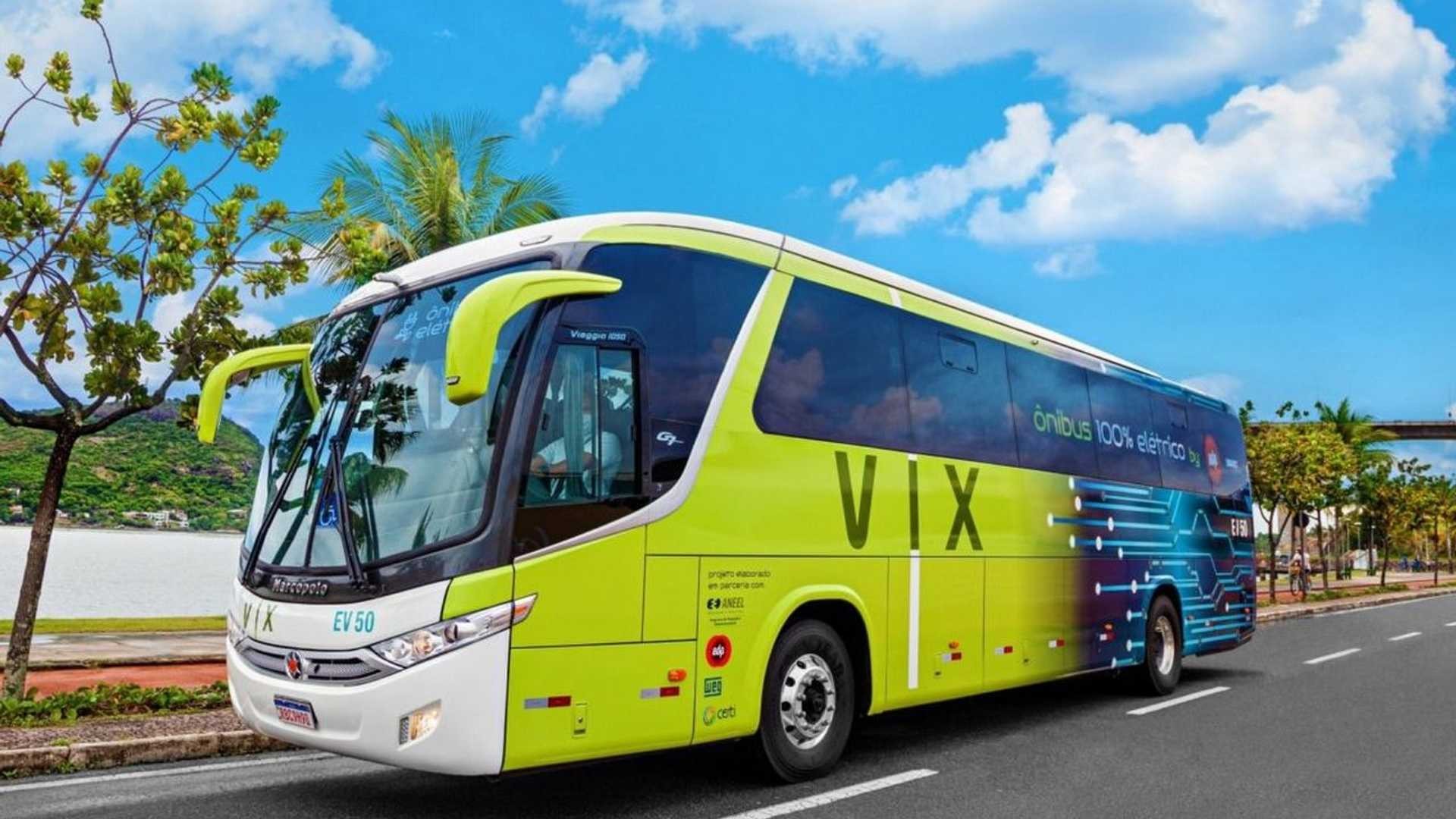 Primeiro ônibus 100% elétrico rodoviário começa a operar no Brasil (Foto: Divulgação)