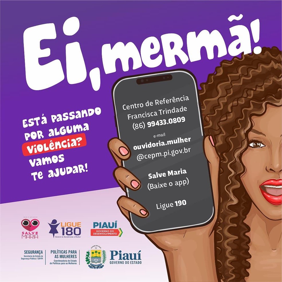 Campanha "Ei, mermã!", do Governo do Piauí busca combater a violência doméstica durante o isolamento social — Foto: Divulgação