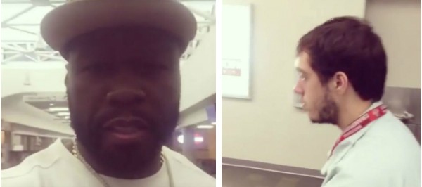 O rapper 50 Cent e o jovem humilhado por ele (Foto: Reprodução)
