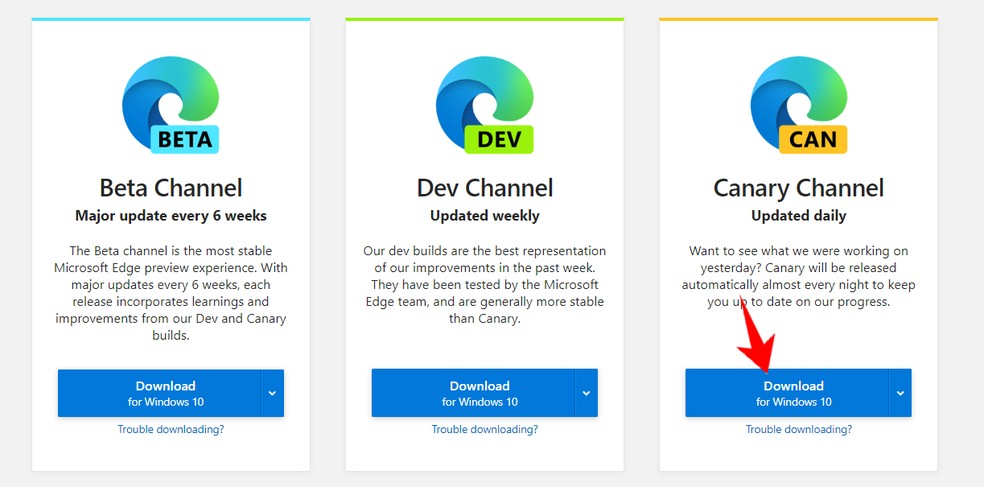 Baixando a versão Canary do Microsoft Edge — Foto: Reprodução/Rodrigo Fernandes