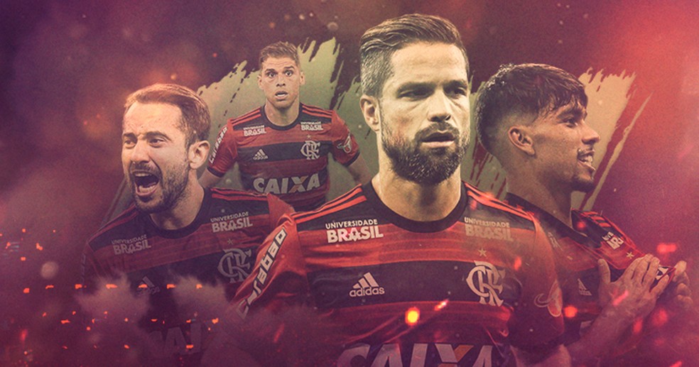 Quarteto invicto do Flamengo: Diego, Ã?verton Ribeiro, PaquetÃ¡ e CuÃ©llar (Foto: GloboEsporte.com)