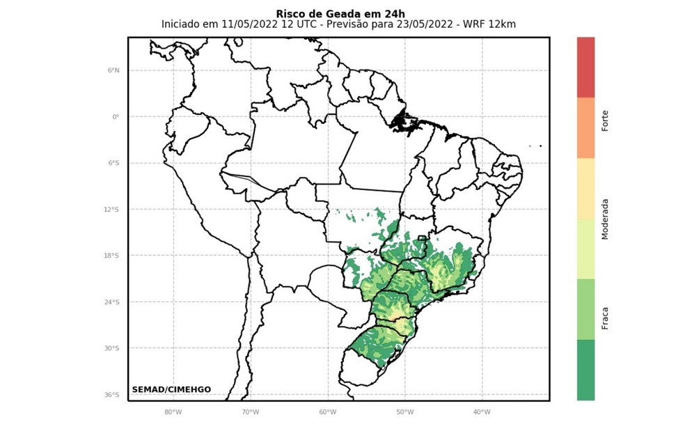 Goiás pode registrar geada em nova onda de frio, diz Cimehgo — Foto: Divulgação/Cimehgo