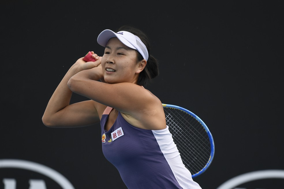 Shuai Peng em ação no Australian Open 2020 — Foto: Fred Lee/Getty Images