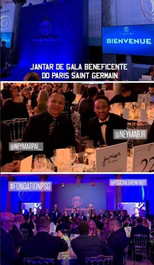 Neymar e o pai em evento do PSG (Foto: Reprodução Instagram)