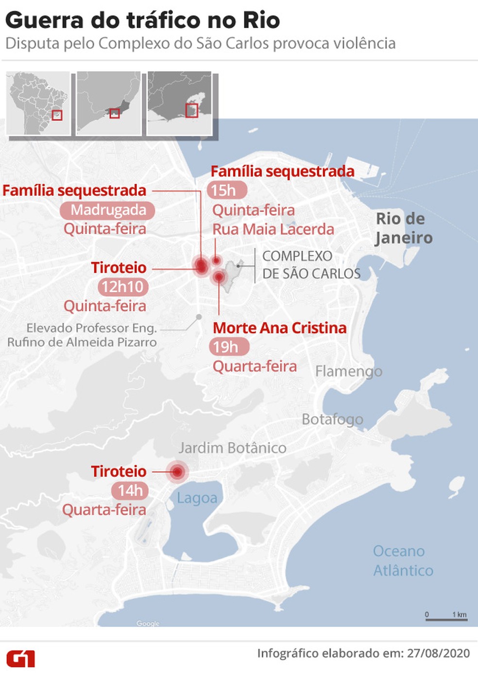 Guerra do tráfico no Rio  — Foto: Aparecido Gonçalves/Editoria de Arte G1