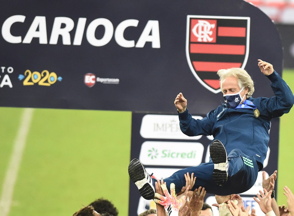 Jorge Jesus, campeão carioca com o Flamengo — Foto: André Durão / GloboEsporte.com
