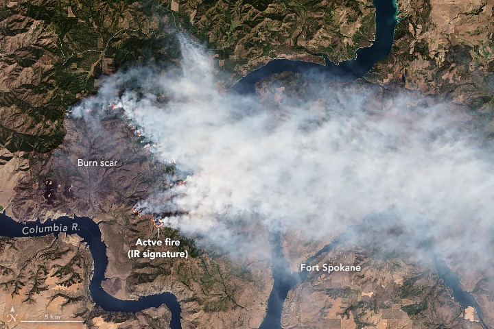 Fotos foram feitas no início de agosto, quando um incêndio atingiu a parte leste do estado de Washington (Foto: David Peterson/US Naval Research Laboratory)