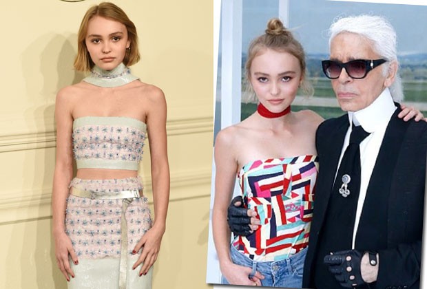Assim como a mãe, Vanessa Paradis, Lily-Rose Depp já posou para a Chanel e é amiga de Karl Lagerfeld (Foto: Reprodução/Instagram/Getty Images)