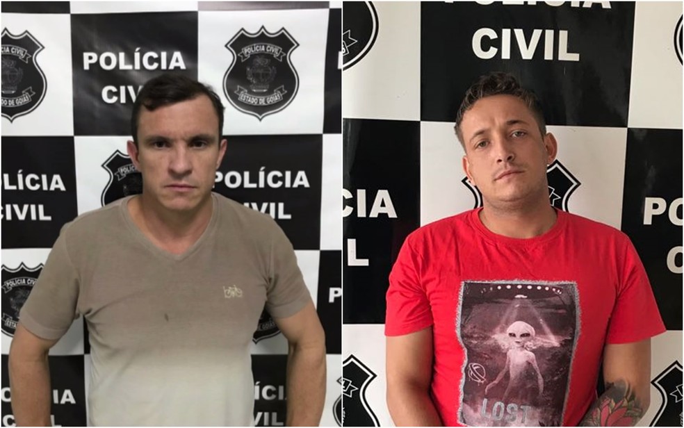 Vereador Gleiton Luiz Roque e o assessor  Carlos Alberto de Oliveira Filho estão presos em Inhumas (Foto: Polícia Civil/ G1)