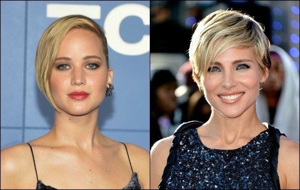 O penteado e os belos olhos claros fazem Jennifer Lawrence (à esq.), de 24 anos, parecer uma versão jovem da atriz espanhola Elsa Pataky, de 38. (Foto: Getty Images)