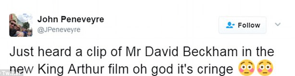 Uma das críticas à participação de David Beckham em Rei Arthur (Foto: Twitter)