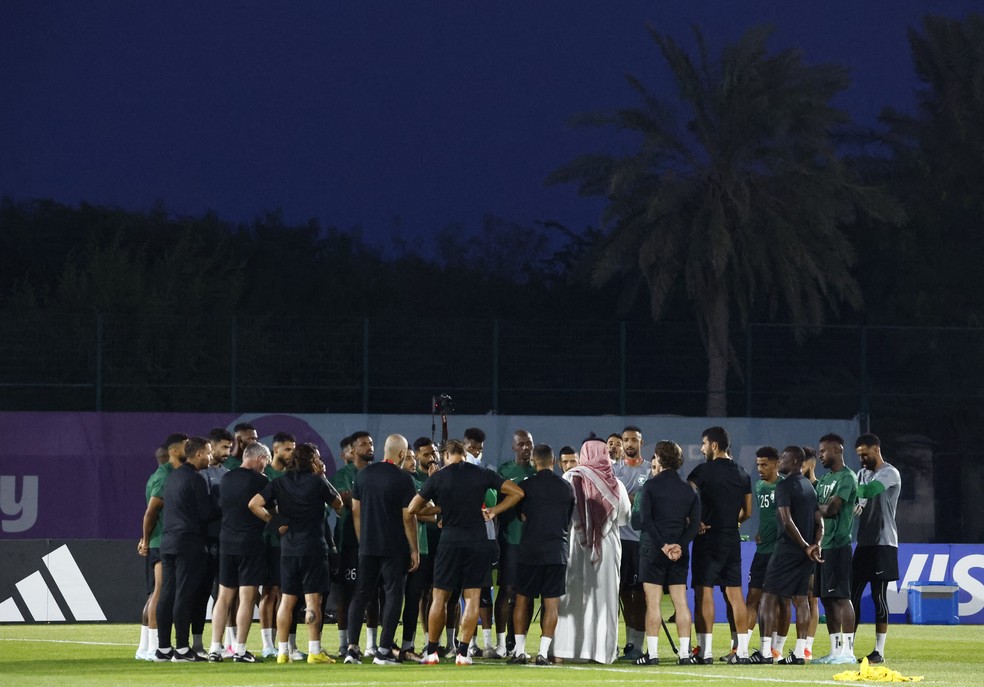 Arbia Saudita faz ltimo treino no Catar antes de jogo decisivo contra o Mxico  Foto: Suhaib Salem/Reuters