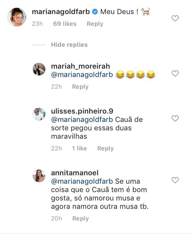 Mariana Goldfarb comenta foto de Alinne Moraes (Foto: Reprodução/ Instagram)
