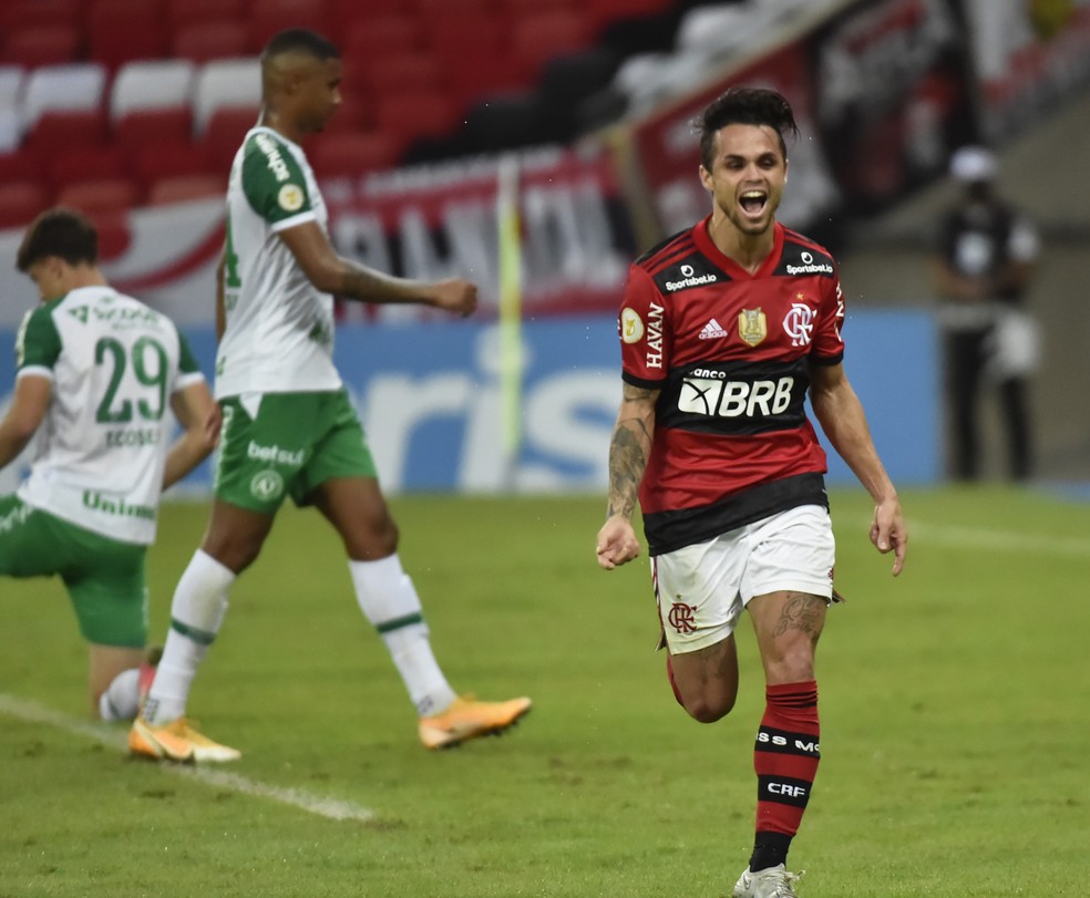 Michael comemora gol do Flamengo contra Chapecoense — Foto: André Durão / ge