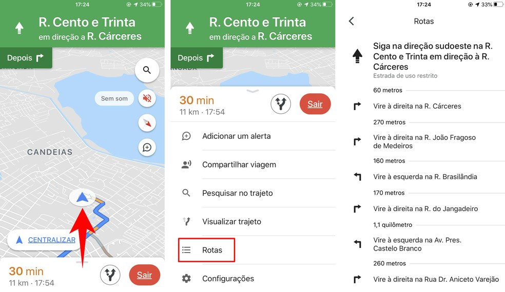 rota ponto a ponto no google maps