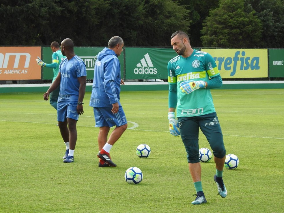 Weverton participa normalmente de treino do Palmeiras â€” Foto: Felipe Zito
