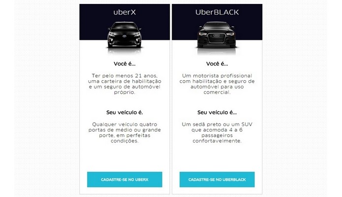 Perfis de motorista UberX e UberBLACK t?m diferentes requisitos (Foto: Reprodu??o/Raquel Freire)