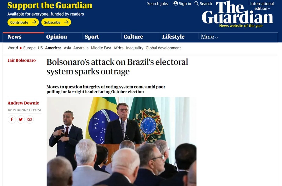 Encontro de Bolsonaro com embaixadores repercute na imprensa internacional