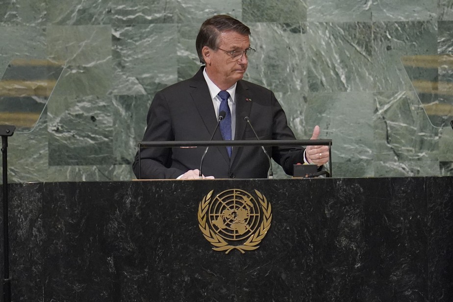 Presidente Jair Bolsonaro durante discurso na Assembleia Geral da ONU