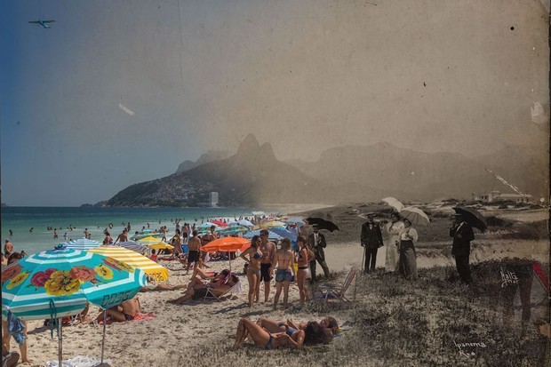 Passado e presente: a praia de Ipanema, apresentada na mostra 'Augusto Malta Revival' (Foto: Divulgação)
