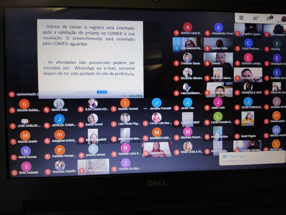 Encontro virtual entre professores da rede municipal de Chapecó para capacitação  — Foto: Prefeitura de Chapecó/Divulgação