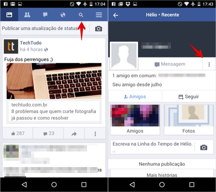 Localize o perfil que você quer bloquear (Foto: Reprodução/Helito Bijora)