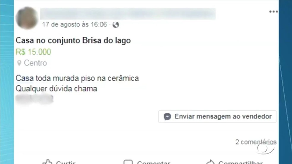 Imóveis do 'Minha Casa, Minha Vida' de Arapiraca, no Agreste de Alagoas, sendo anunciados em grupo de vendas na internet  — Foto: Reprodução/TV Gazeta