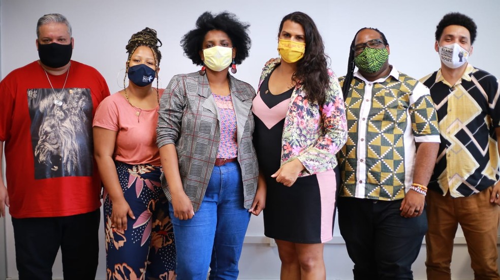 Vereadores do mandato coletivo ‘Quilombo Periférico’, do PSOL, na Câmara Municipal de SP.  — Foto: Divulgação/PSOL