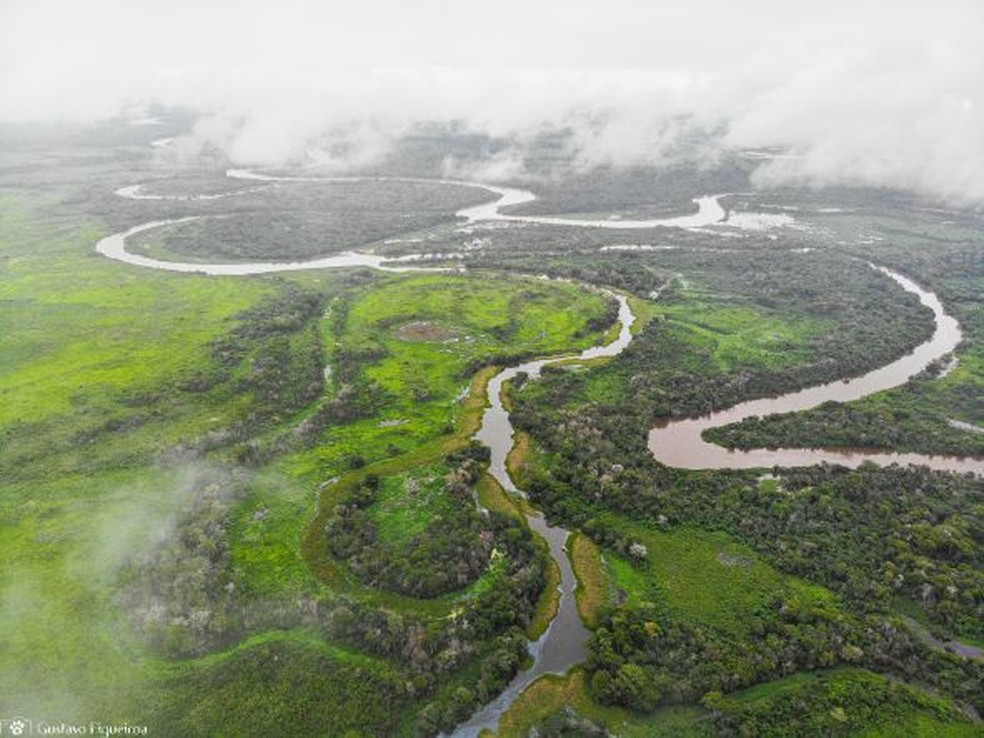 Parque Estadual Encontro das Águas visto de cima em MT — Foto: Reprodução
