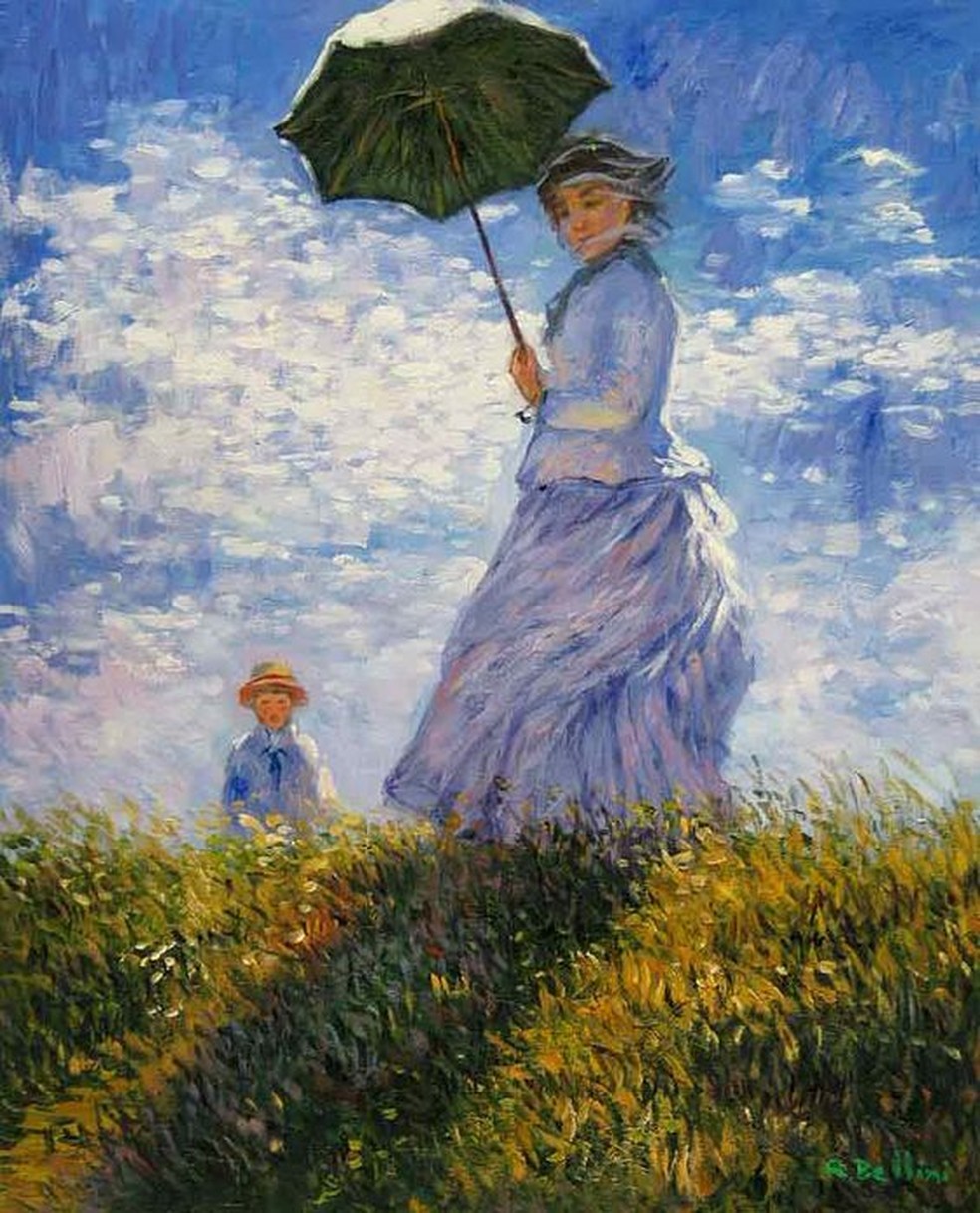 Femme avec Parasol (Mulher com Sombrinha), de Claude Monet; reprodução de obra do Museu d'Orsey, de Paris, exposta no Sesc-DF — Foto: Sesc-DF/ Divulgação