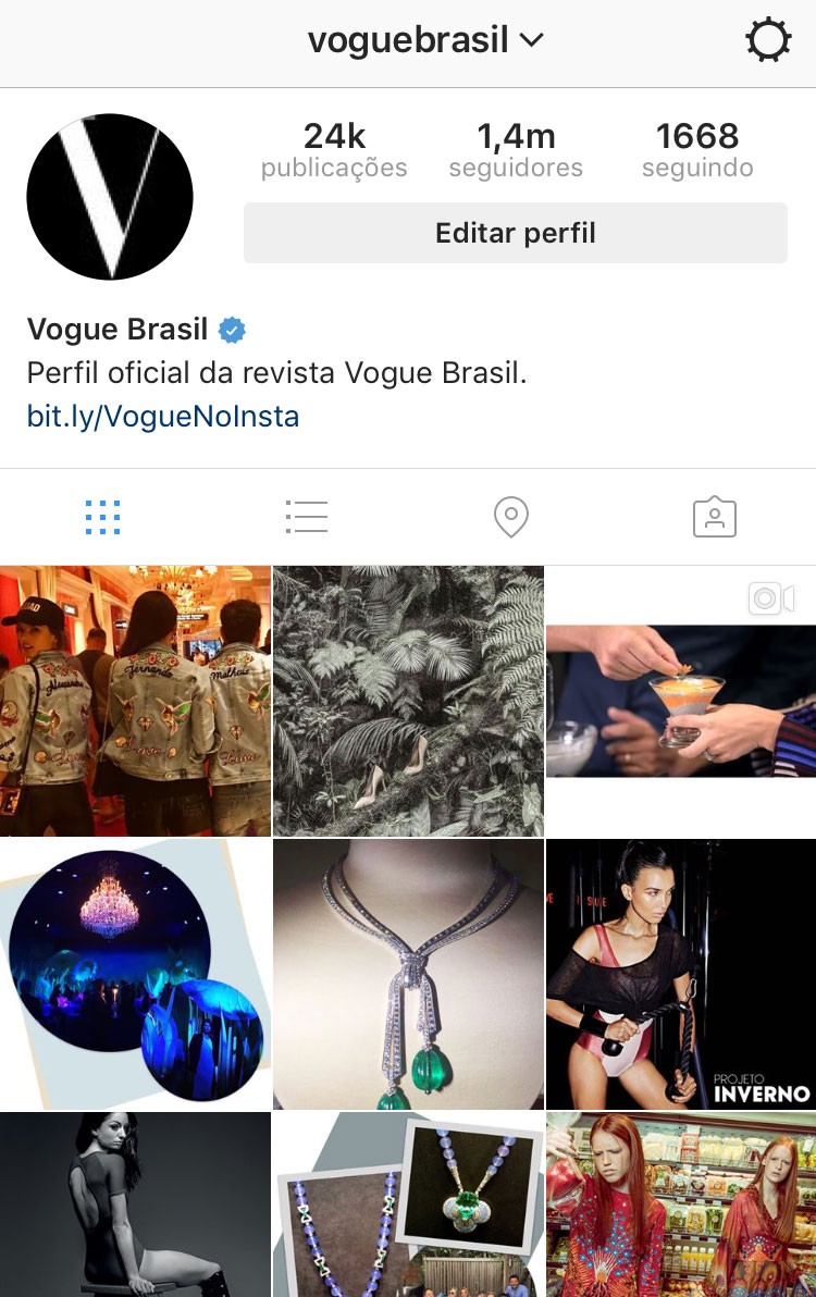 Perfil da Vogue Brasil (Foto: Reprodução/Instagram)
