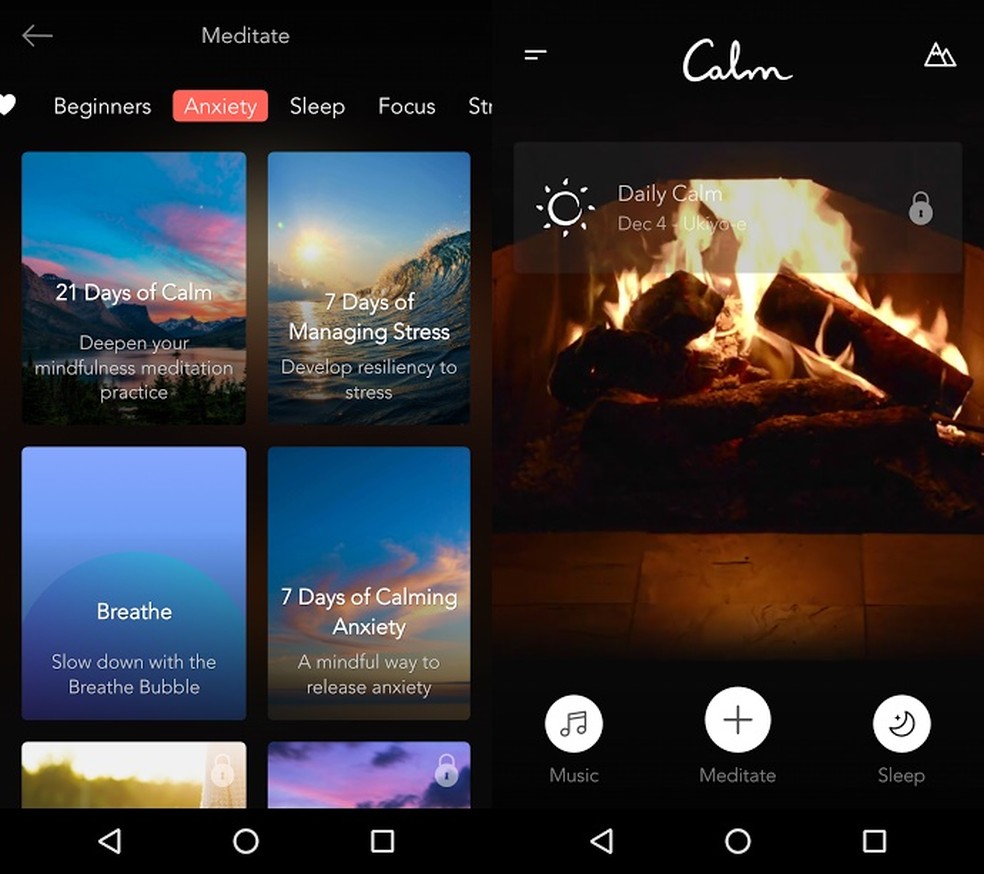 Calm: esquemas de meditação (Foto: Reprodução/Bruno Soares)