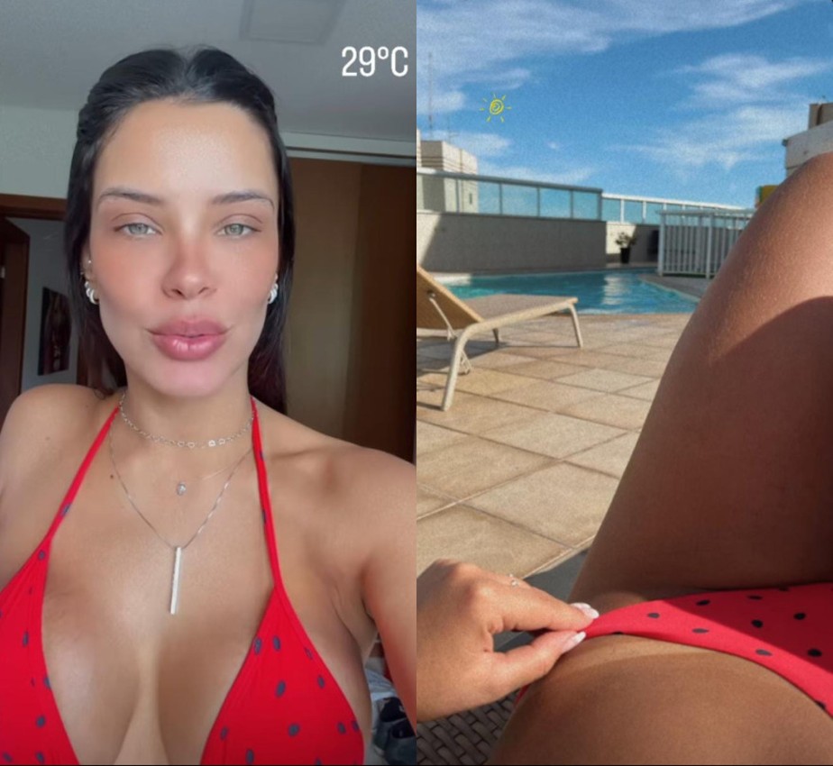 Ivy Moraes exibe marquinha de biquíni na piscina: 'Sextou'