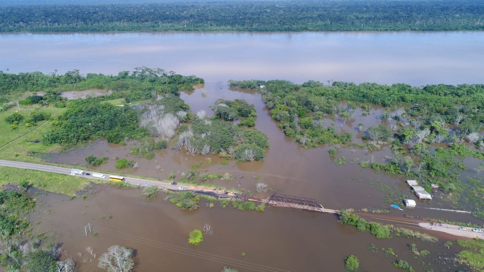 Rio Madeira ao longo do estado tambÃ©m segue com alto nÃ­vel â€” Foto: Dnit/DivulgaÃ§Ã£o