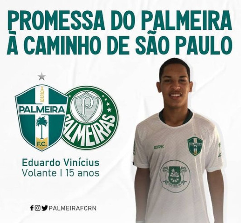Eduardo Vinicius é visto como uma promessa do Palmeira — Foto: Reprodução