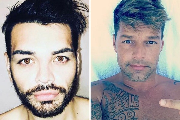 O argentino Francisco Ibanez (esquerda) fez 30 cirurgias plásticas para ficar parecido com o cantor Ricky Martin (direita) (Foto: Divulgação/Instagram)