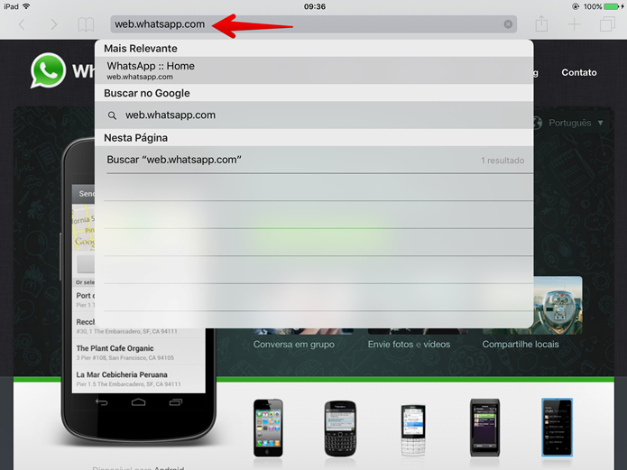 Acesse o Whatsapp Web pelo Safari no iPad (Foto: Felipe Alencar/TechTudo)