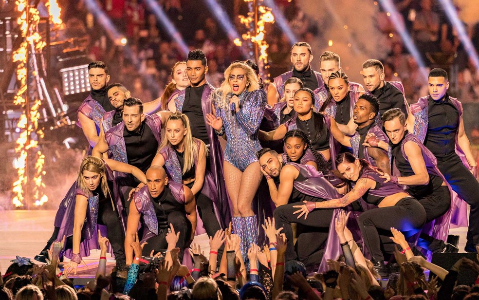 Lady Gaga Canto no intervalo do Super Bowl (Foto: Christopher Polk / Getty Images North America / via AFP Photo)