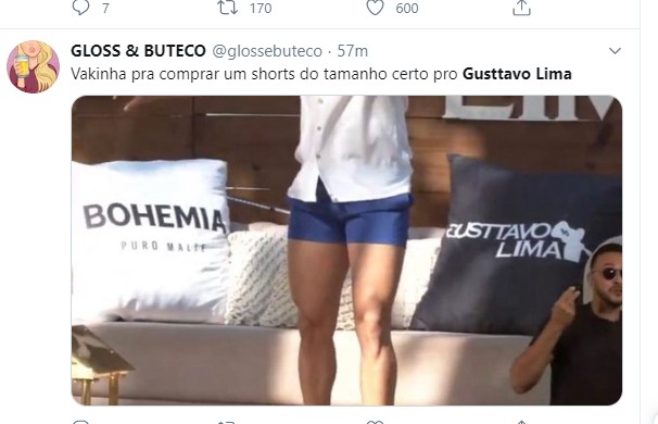 Fãs fazem comentários divertidos sobre look de Gusttavo Lima (Foto: Reprodução / Twitter)