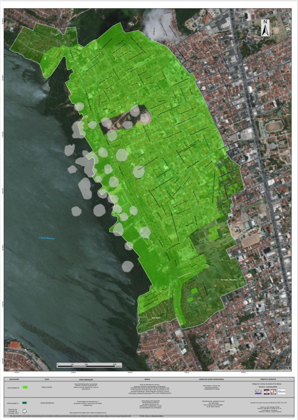 Versão 4 do Mapa de Ações Prioritárias com a ampliação das áreas de monitoramento dos bairros de Maceió afetados por rachaduras provocadas pela exploração de sal-gema — Foto: Divulgação/Defesa Civil