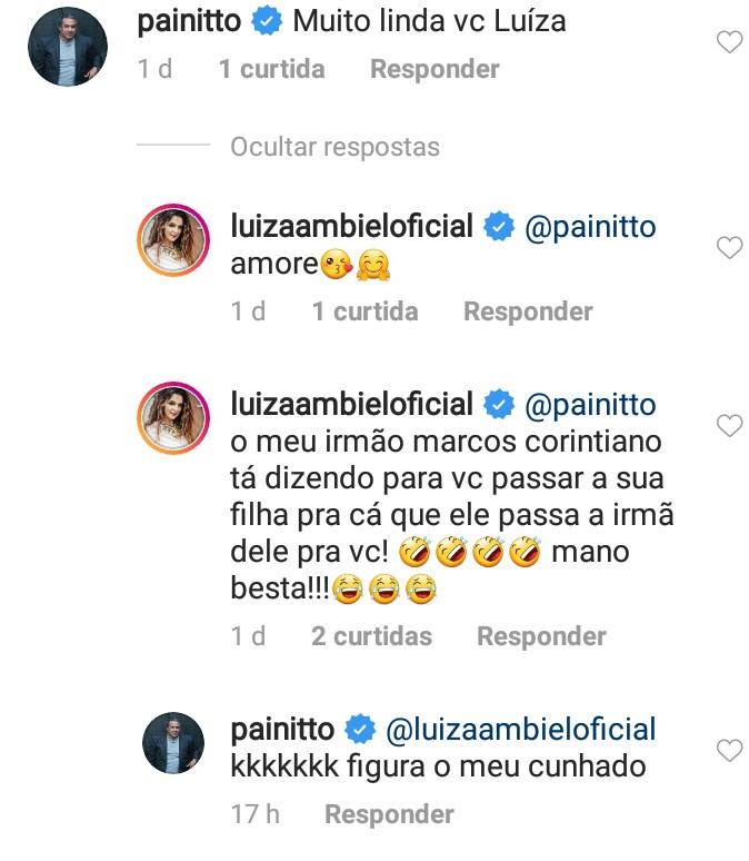 Painitto comenta foto de Luiza Ambiel (Foto: Reprodução / Instagram)