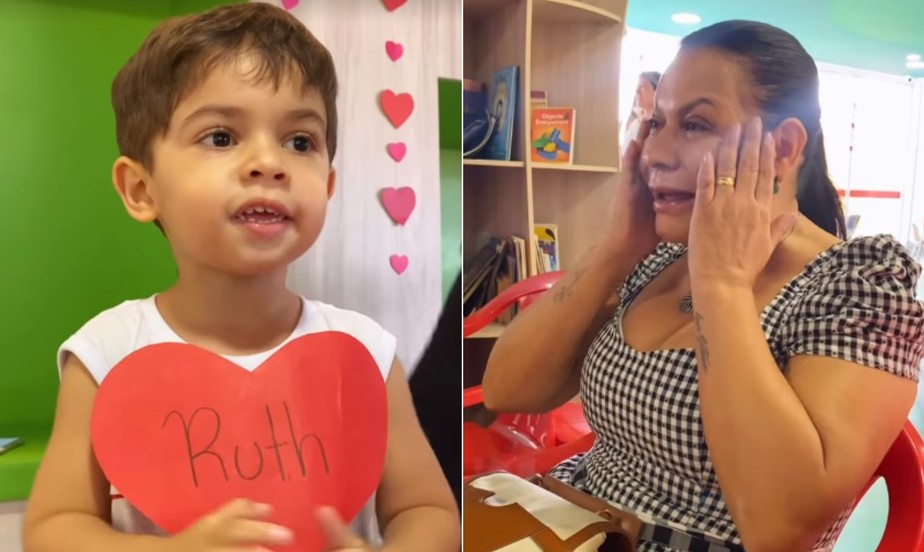 Filho de Marília Mendonça, o pequeno Léo emociona a avó, Ruth Moreira, em atividade pelo Dia das Mães na creche