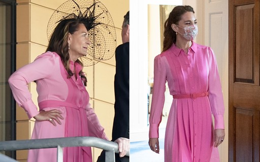 Mãe de Kate Middleton usa mesmo vestido que a filha para corrida de cavalos na Inglaterra