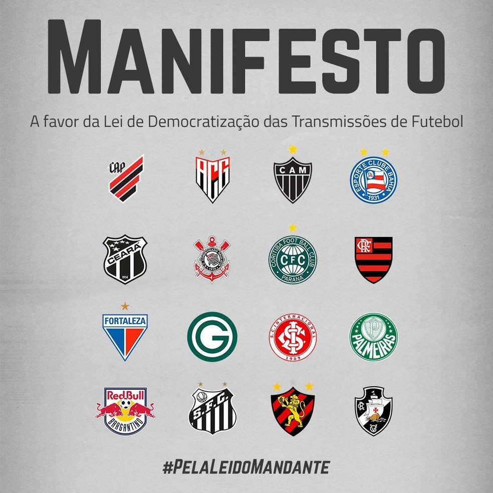 Manifesto publicado por 16 clubes da Série A — Foto: Reprodução