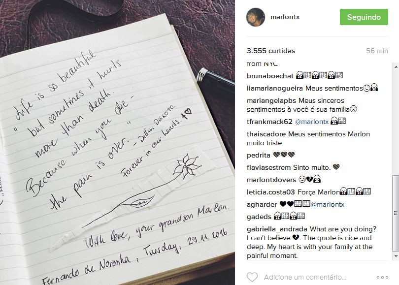 O post de Marlon Teixeira no Instagram (Foto: Reprodução)