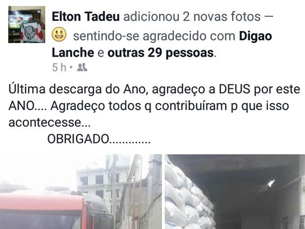 Elton Tadeu fez postagem em rede social antes do acidente (Foto: Reprodução EPTV)