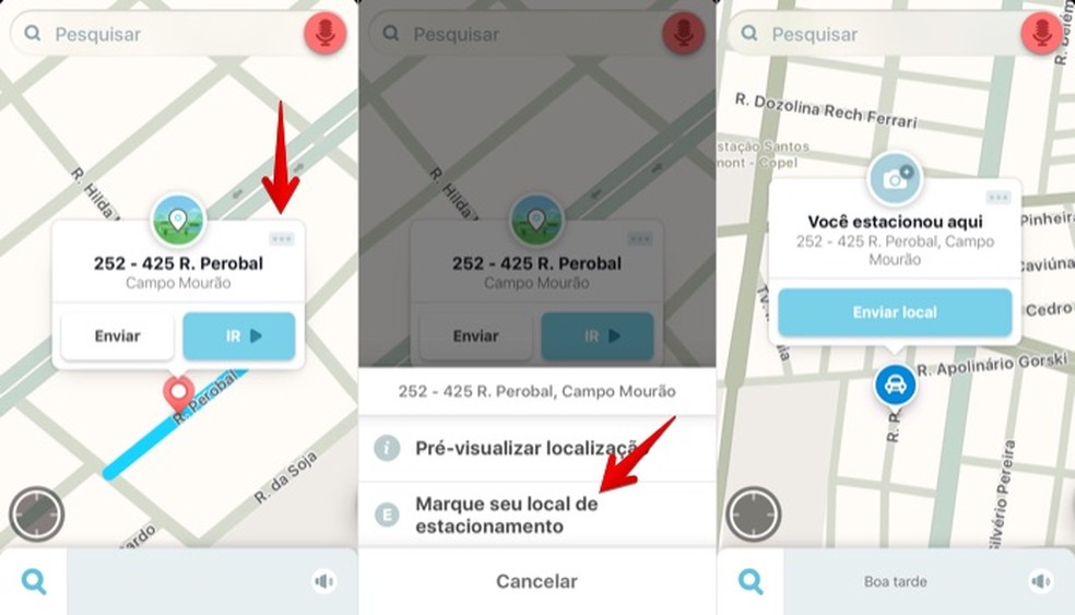 Marcando local de estacionamento no Waze (Foto: Reprodução/Helito Bijora)
