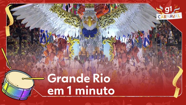Grande Rio em 1 minuto: A musa Paolla Oliveira e Zeca Pacodinho na avenida