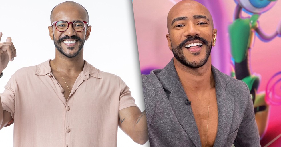 Antes e Depois de Ricardo Alface — Foto: Fábio Rocha/Globo; Reprodução/Instagram